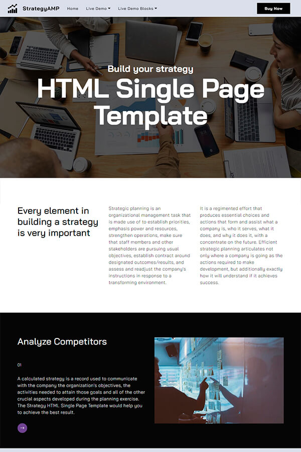 Planning Single Page Template