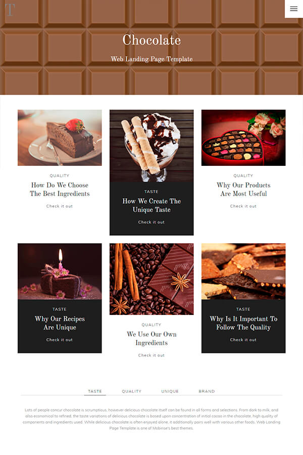 Chocolate Landing Page Template